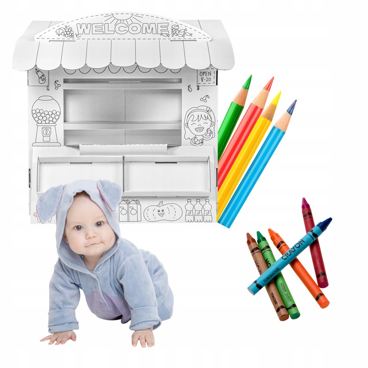 Stragan Handlowy - Zabawka z Tektury ,papieru Handlowy Dla Dzieci Do Zabawy