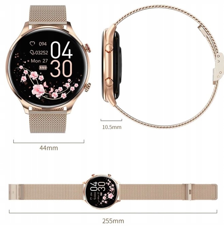 SMARTWATCH DAMSKI Zegarek ROZMOWY CIŚNIENIE POLSKIE MENU 2 paski +SŁUCHAWKI