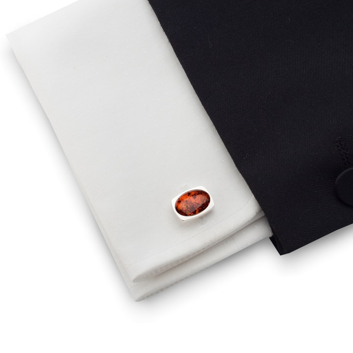 Prezent Spinki do mankietów z bursztynem | Srebro