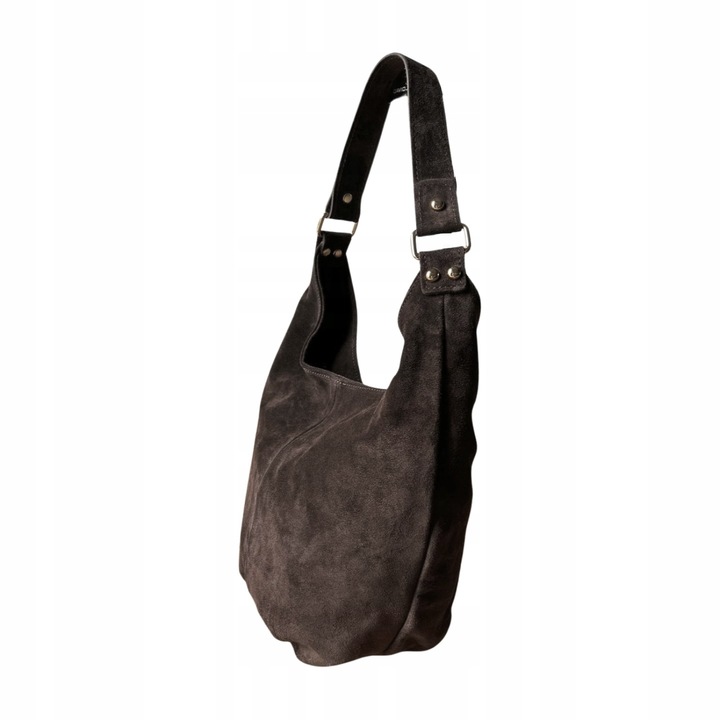 CZEKOLADOWA ZAMSZOWA TOREBKA WOREK BRĄZOWA TOREBKA ZAMSZ NATURALNY ZAMEK