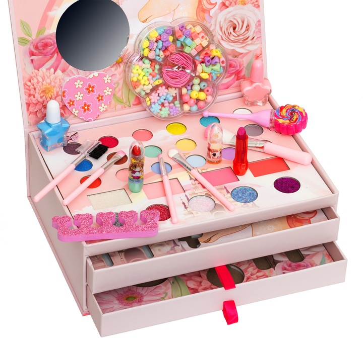 ZESTAW KOSMETYKÓW DO MAKIJAŻU MAKE UP KUFEREK NA KOSMETYKI CIENIE LAKIERY