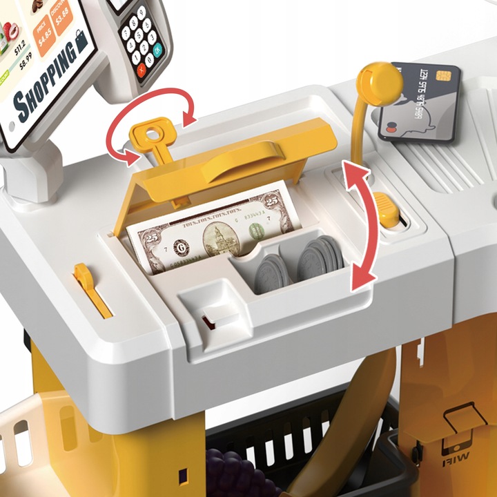 SUPERMARKET SKLEP OBROTOWA KASA dla Dzieci LODÓWKA KOSZYK MATADI