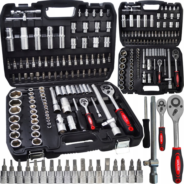 DUŻY ZESTAW KLUCZY NASADOWYCH 108 ELEMENTÓW HOLDX DLA MAJSTERKOWICZA