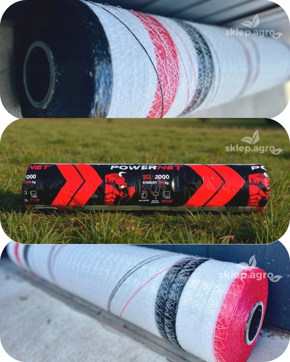 Siatka do bel POWER NET 125x2000m gruba do owijania słomy, siana, kiszonki