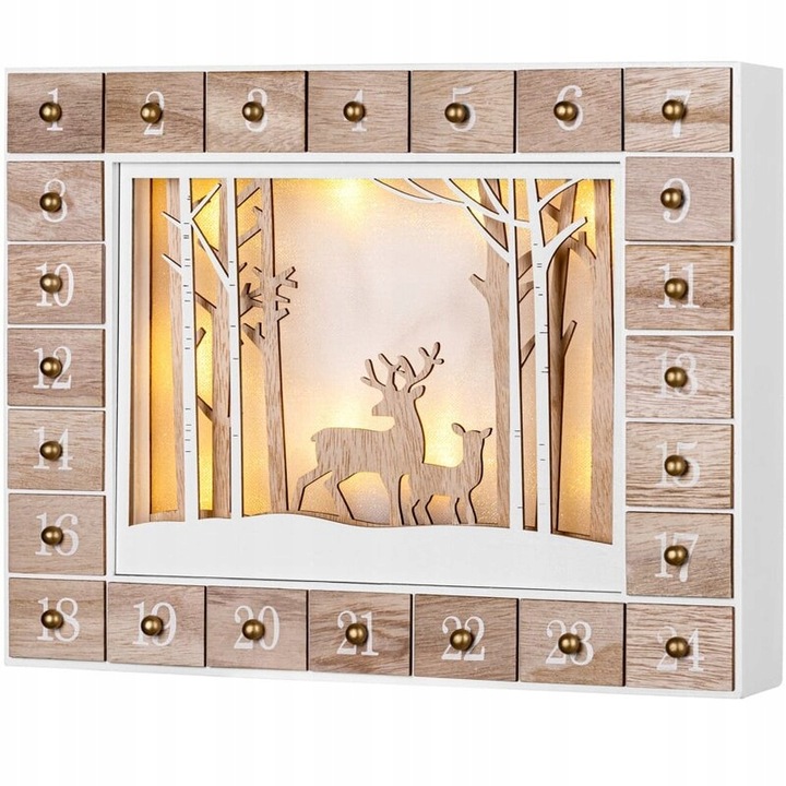 KALENDARZ DREWNIANY ADWENTOWY KRAJOBRAZ LED