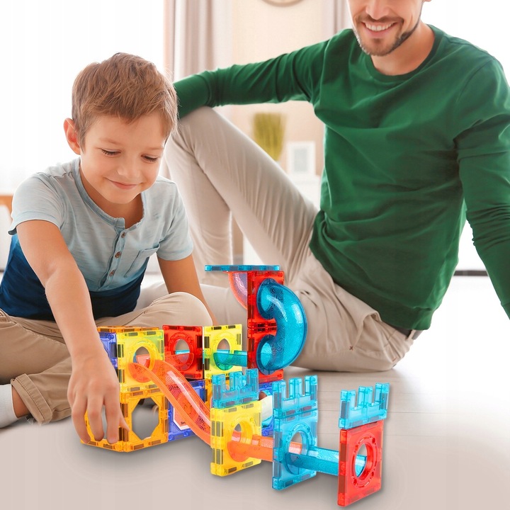 KLOCKI MAGNETYCZNE KONSTRUKCYJNE TOR KULKOWY RAINBOW MAGNETIC TILES PANELE