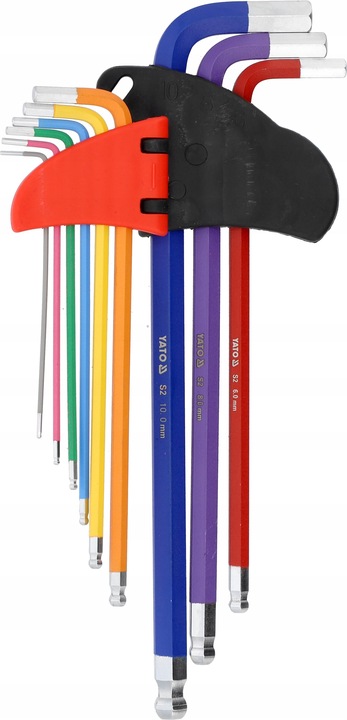 KLUCZE IMBUSOWE DŁUGIE 1,5-10mm 9el. IMBUSY HEX ZESTAW IMBUSÓW Z KULĄ YATO