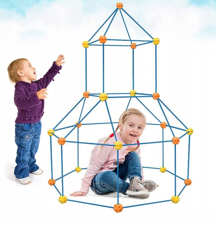 KLOCKI KONSTRUKCYJNE DO BUDOWANIA BAZY XXL DLA DZIECI RURKI SŁOMKI 340 EL