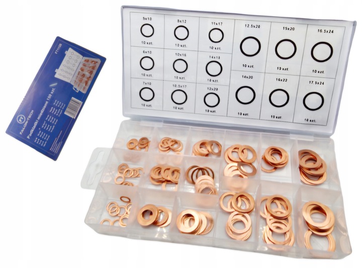 ZESTAW PODKŁADEK MIEDZIANYCH PODKŁADKI MIEDZIANE 150 SZT ZESTAW