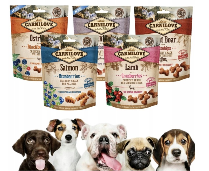 Carnilove Przysmak dla Psa Crunchy Snack Mix Smaków Zestaw 200g*5szt