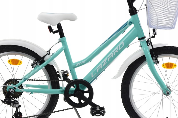 Rower Dziecięcy MTB 20'' LAZARO ZOE 6 BIEGÓW SHIMANO MIĘTA KOSZYK