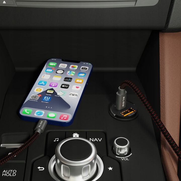 MOCNA ŁADOWARKA SAMOCHODOWA SZYBKIE ŁADOWANIE PD QC 45W USB-C 3,1A KABEL 1M