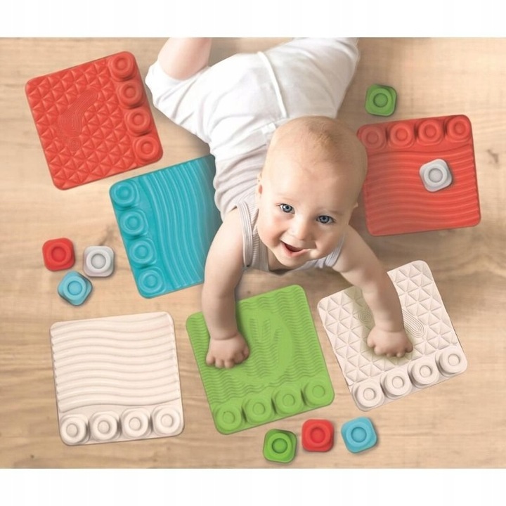 CLEMMY ŚCIEŻKA SENSORYCZNA Mięciutka mata + pachnące klocki, dla maluszka