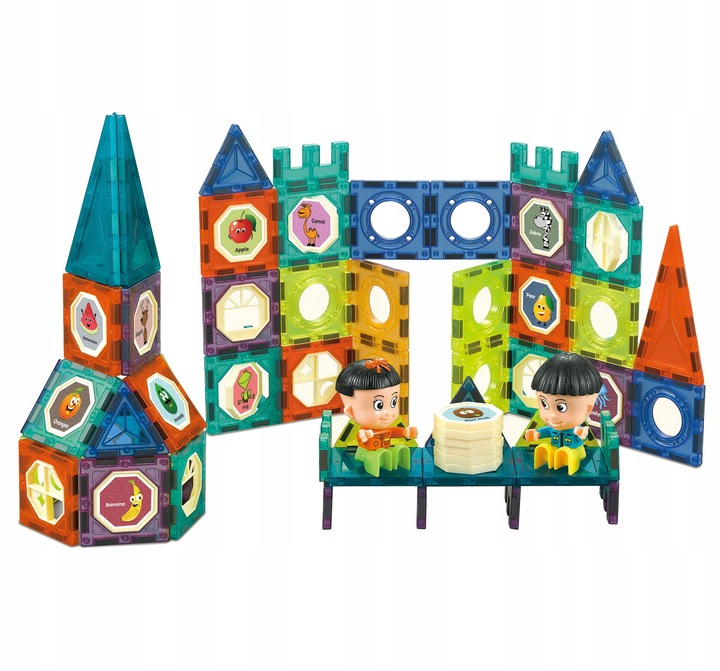 DUŻE KLOCKI MAGNETYCZNE KONSTRUKCYJNE 3D PANELE UKŁADANKA 98 el. WOOPIE