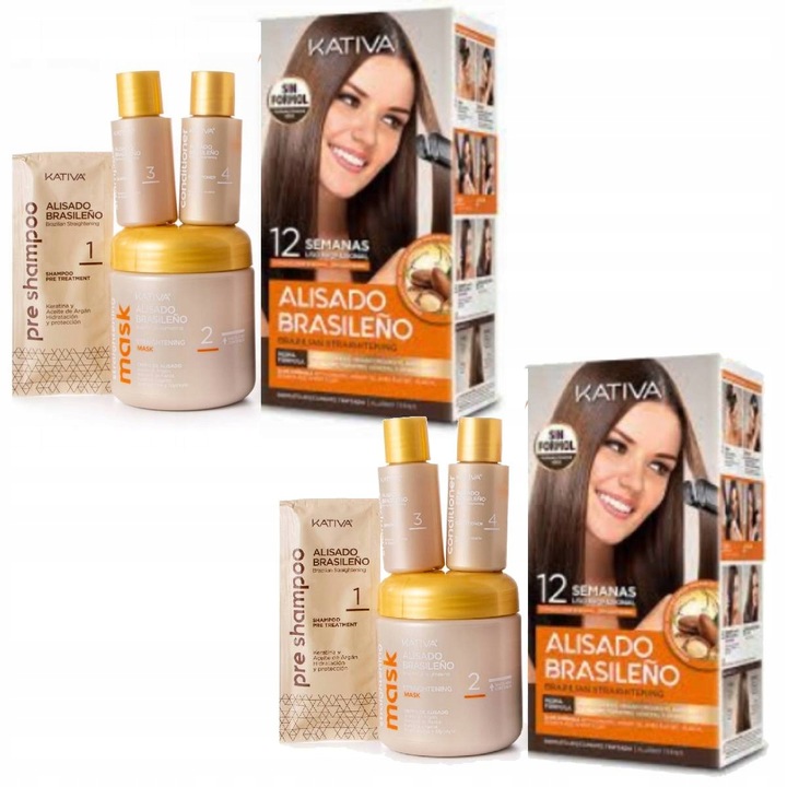 Keratynowe Prostowanie Włosów KATIVA Brazylijski Oryginalny Zestaw 2x