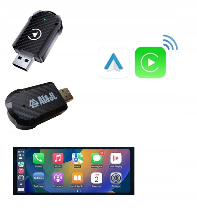 AI&JL BEZPRZEWODOWY ADAPTER SAMOCHODOWY USB DO ANDROID AUTO APPLE CARPLAY