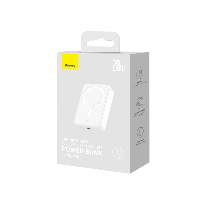 BASEUS POWER BANK 20000mah PD 20W USB-C TYP-C MAGSAFE ŁADOWANIE INDUKCYJNE