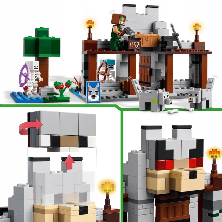 LEGO Minecraft 21261 Wilcza Twierdza Zamek Treser Wilków 2x Szkielet 2xWilk