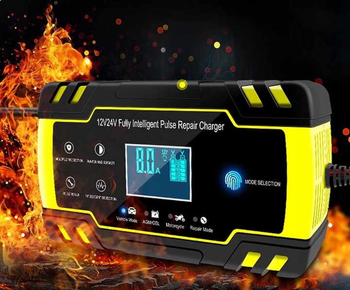 PROSTOWNIK Mikroprocesorowy SAMOCHODOWY DO AKUMULATORÓW 12V 24V 8A AGM