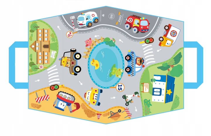 Pluszowe AUTKA miękkie z napędem 4 auta MATA PODKŁADKA ulice TORBA