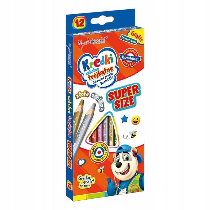 Kredki Bambino ołówkowe szkolne GRUBY GRAFIT Super Size