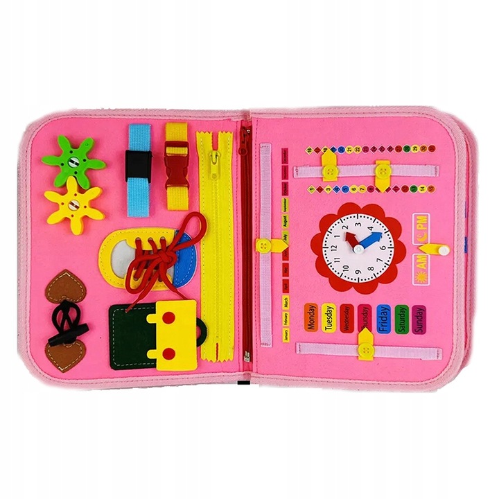 Tablica manipulacyjna SENSORYCZNA edukacyjna kreatywna dla dzieci ZEGAR