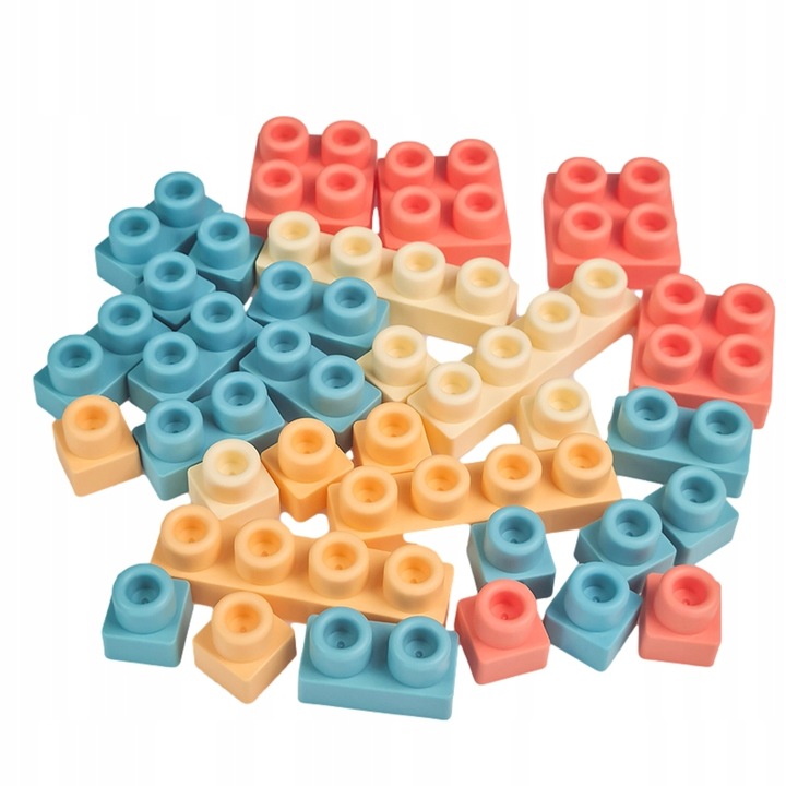 KLOCKI GUMOWE MIĘKKIE SENSORYCZNE KONSTRUKCYJNE DUŻE zestaw XXL 96 el