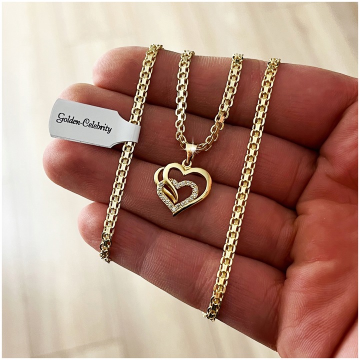 ZŁOTY ŁAŃCUSZEK Z SERDUSZKIEM PR 925/585 PREZENT DLA ŻONY NA ROCZNICĘ ŚLUBU