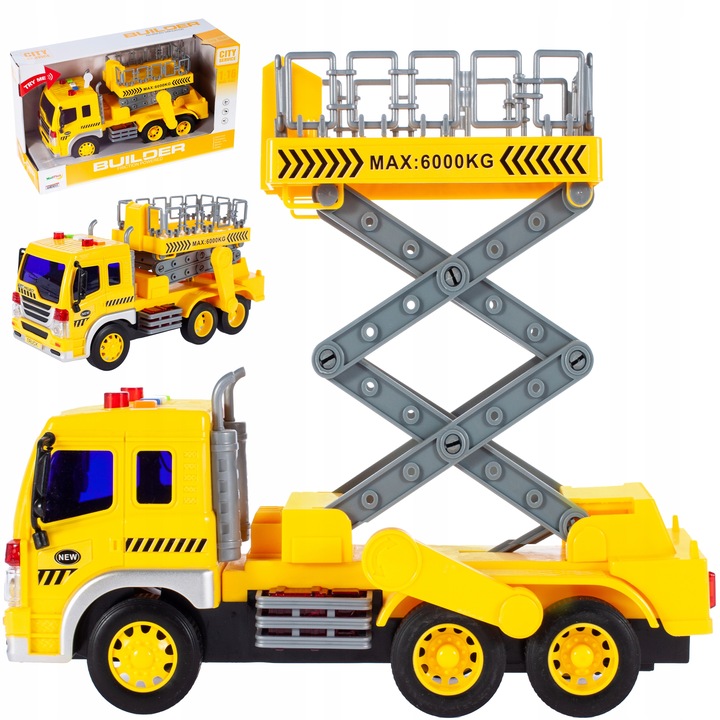 CIĘŻARÓWKA AUTO SAMOCÓD Z PODNOŚNIKIEM BUDOWLANYM 1:16 DLA DZIECI