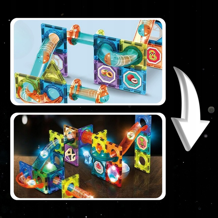 Klocki magnetyczne konstrukcyjne 49el 3D edukacyjne duży zestaw dla dzieci