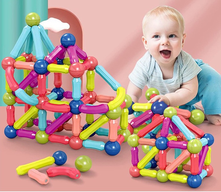 KLOCKI MAGNETYCZNE KONSTRUKCYJNE EDUKACYJNE MAGNETIC STICKS DLA DZIECI 98EL