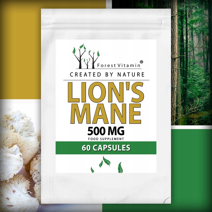 Soplówka Jeżowata 500mg 60kap LION'S MANE PAMIĘĆ MÓZG KONCENTRACJA