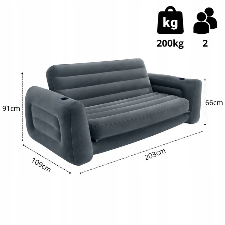 Materac Dmuchany Dwuosobowy Sofa Łóżko Intex 66552