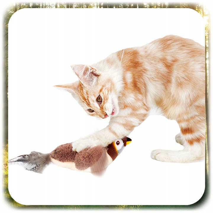 INTERAKTYWNA ZABAWKA DLA KOTA PLUSZOWY PTASZEK PTAK RUCH DŹWIĘK +KOCIMIĘTKA