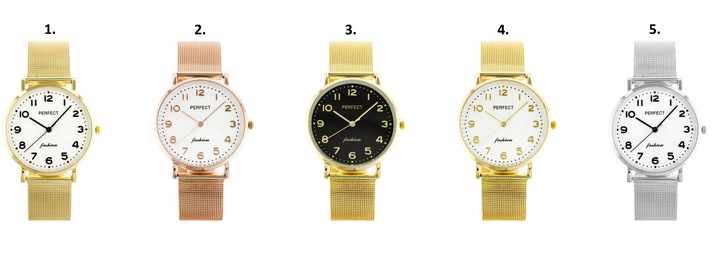 ZEGAREK DAMSKI PERFECT TINA +BOX +GRAWER cyfry bransoletka mesh złoty