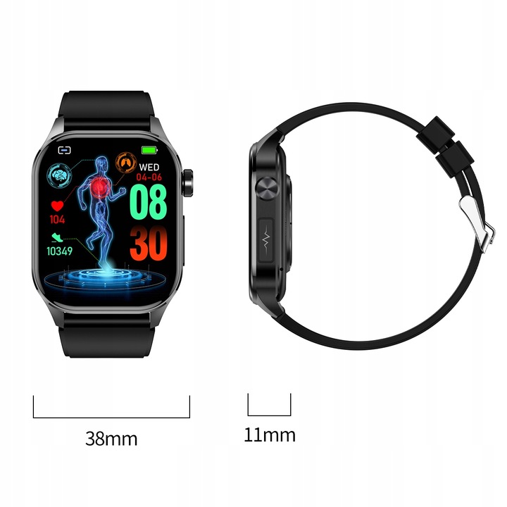 SMARTWATCH ZEGAREK DAMSKI EKG GLUKOZA CIŚNIENIE TEMPERATURA ROZMOWY MENU PL