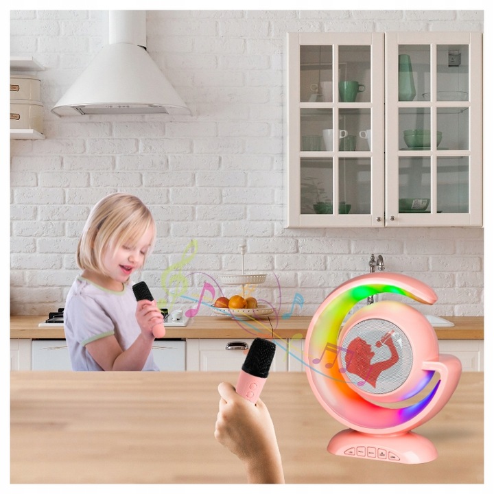 BEZPRZEWODOWY ZESTAW DO KARAOKE DLA DZIECI BLUETOOTH GŁOŚNIK + 2 MIKROFONY