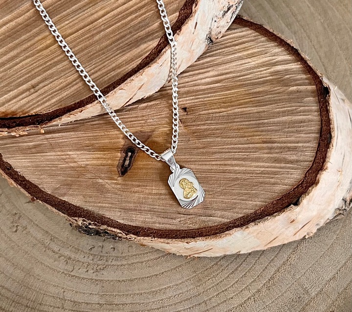 Srebrny zestaw 45 cm pancerka + medalik Matka Boska Komunia Chrzest prezent