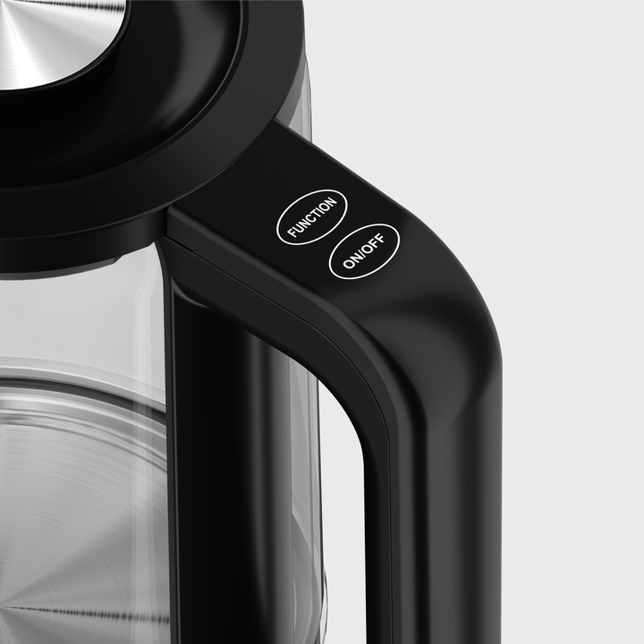 Czajnik Elektryczny LED SMART 2000W Szklany 1,7L Technologia WARM Czarny