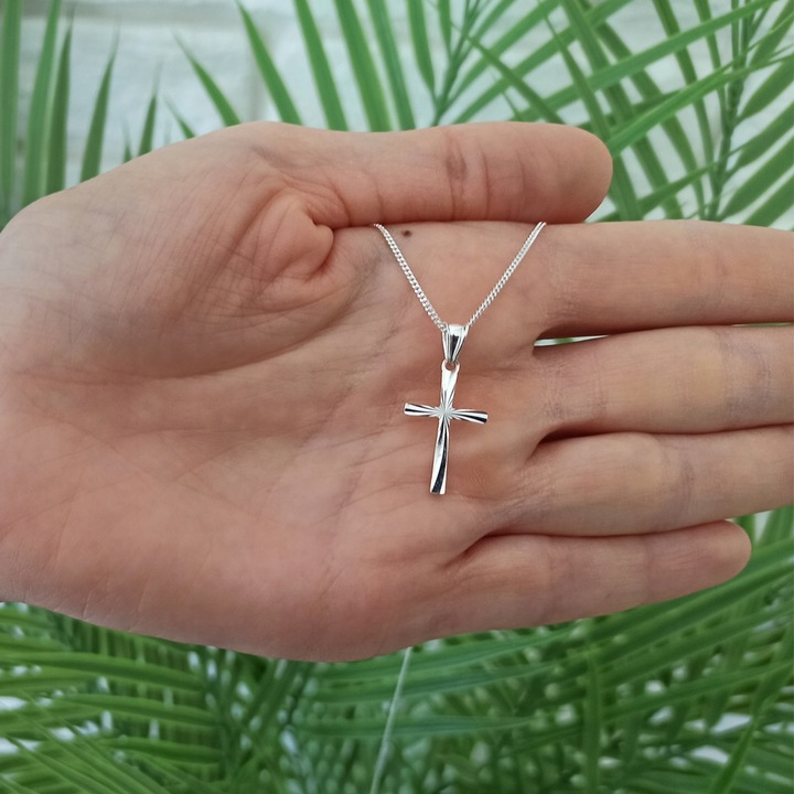 Zestaw komunijny krzyżyk i łańcuszek 45cm 925 Komunia Chrzest