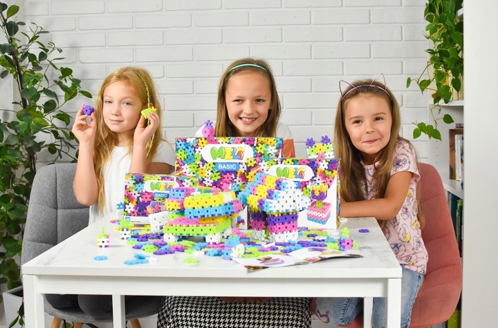 KLOCKI KONSTRUKCYJNE WAFLE MELI Basic Pink 300 El PASTELOWE RÓŻ PUZZLE 3D