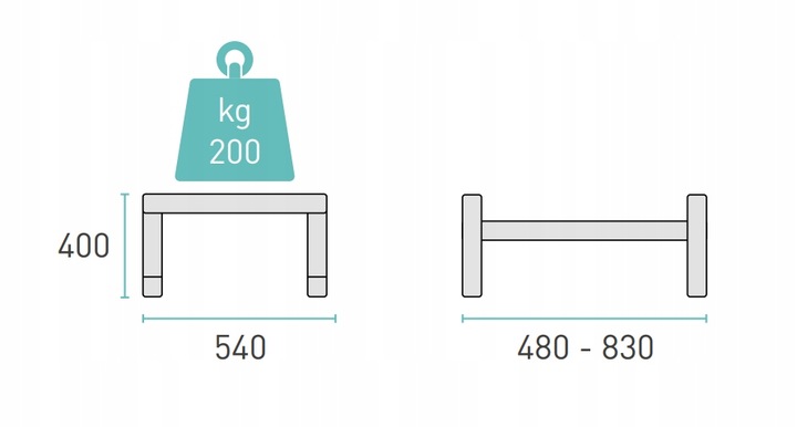 PODSTAWA 400-542 mm 200 kg UCHWYT STOJAK MOCOWANIE KLIMATYZATOR POMPA SP850