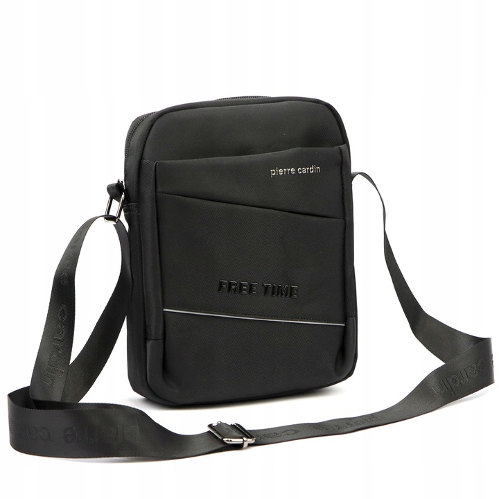 Pierre Cardin Torba MESKA Czarna Materialowa na PASKU Listonoszka Pojemna