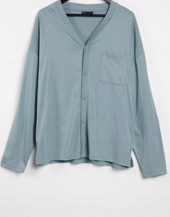 KOSZULKA NA GUZIKI OVERSIZE NIEBIESKA M A05