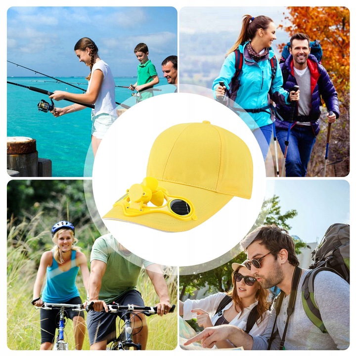 CZAPKA Z DASZKIEM Z WIATRACZKIEM SOLARNYM CHŁODZĄCA ZASILANA SŁOŃCEM