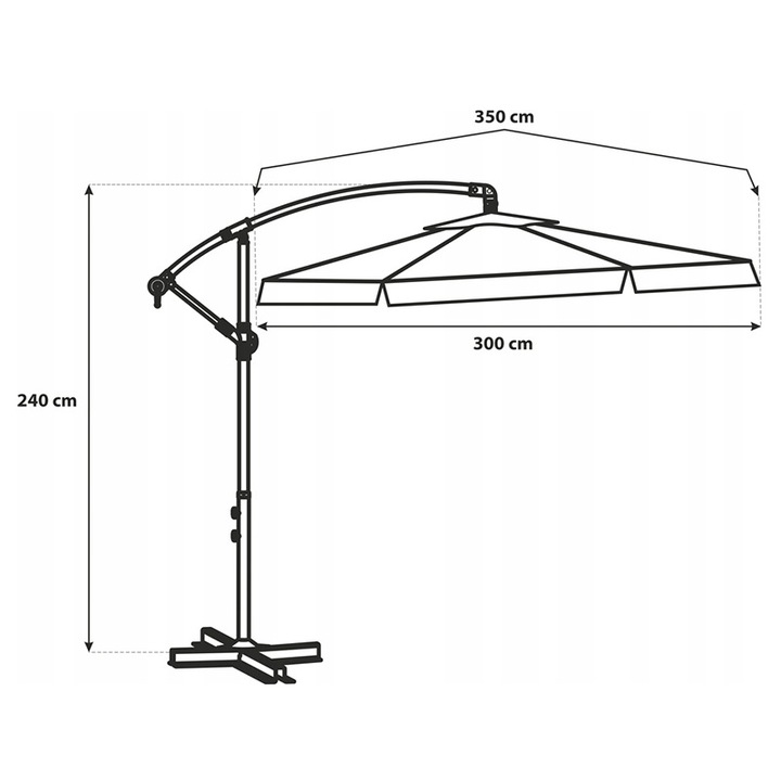 PARASOL OGRODOWY IKAR-BL-BR BRĄZOWY SKŁADANY Z WYSIĘGNIKIEM + POKROWIEC