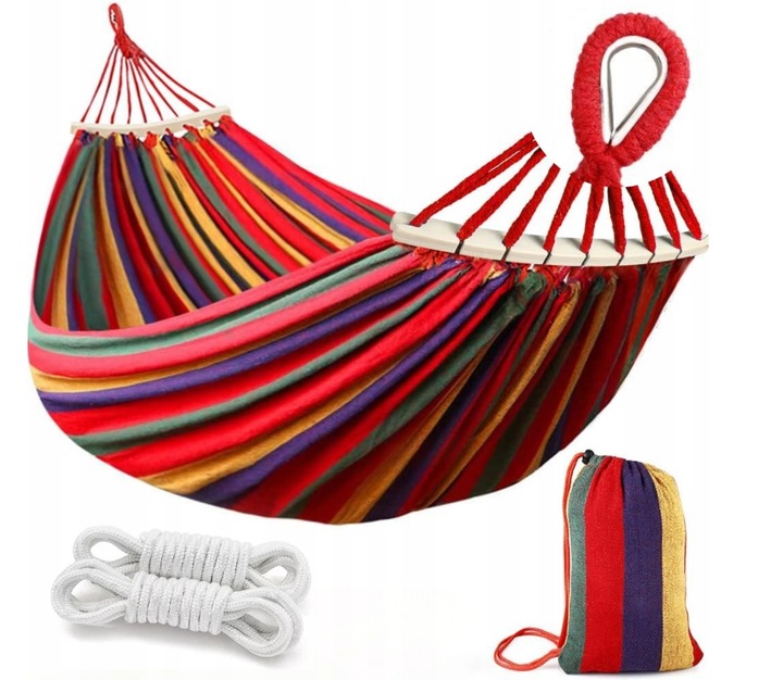 HAMAK OGRODOWY 2 OSOBOWY BRAZYLIJSKI XXL MOCNY HUŚTAWKA PAŁĄK DUŻY + TORBA