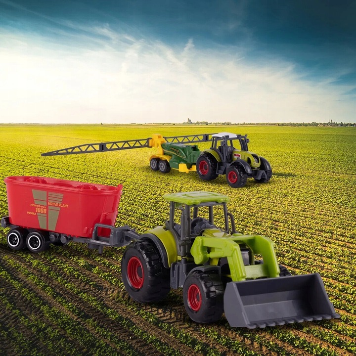 Zestaw Kombajn Traktor Przyczepa Ciężarówka Zwierzęta Farma Gospodarstwo