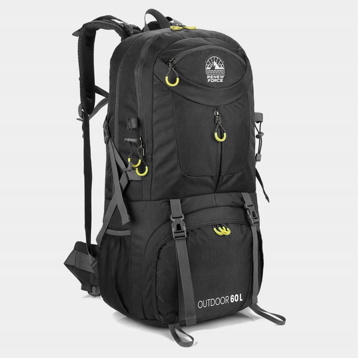 PLECAK TURYSTYCZNY TREKKINGOWY 60L GÓRSKI W GÓRY MĘSKI DAMSKI MOCNY CZARNY