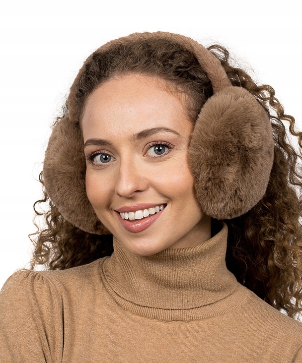 Beżowe Nauszniki na uszy Zimowe Klasyczne Słuchawki na zimę Ciepłe Zimowe